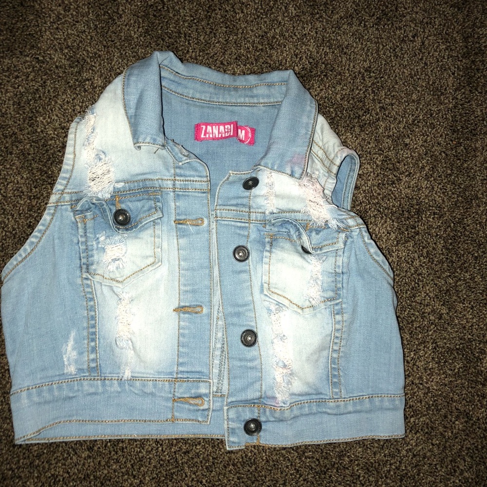 Cropped jean jacket vest